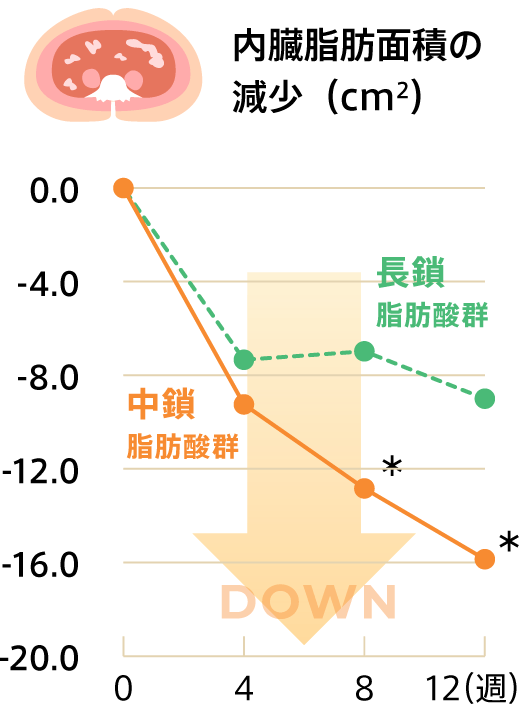 内臓脂肪面積の
減少（cm2）