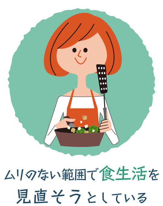 ムリのない範囲で食生活を見直そうとしている