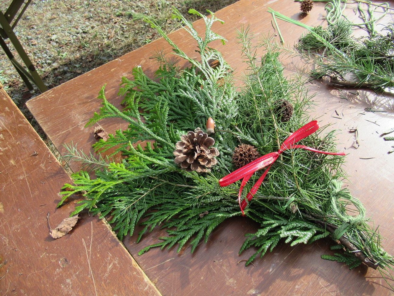 出来上がったスワッグ