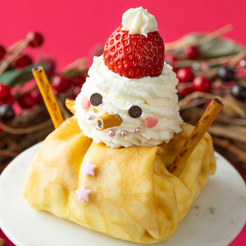 ふわもこ雪だるまクレープ